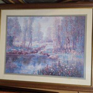 Blue trees waterfall