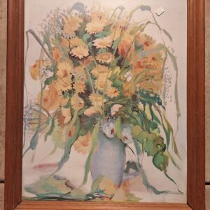 Blue vase of flowers