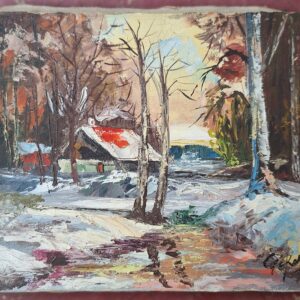 Red roof in the snow PA